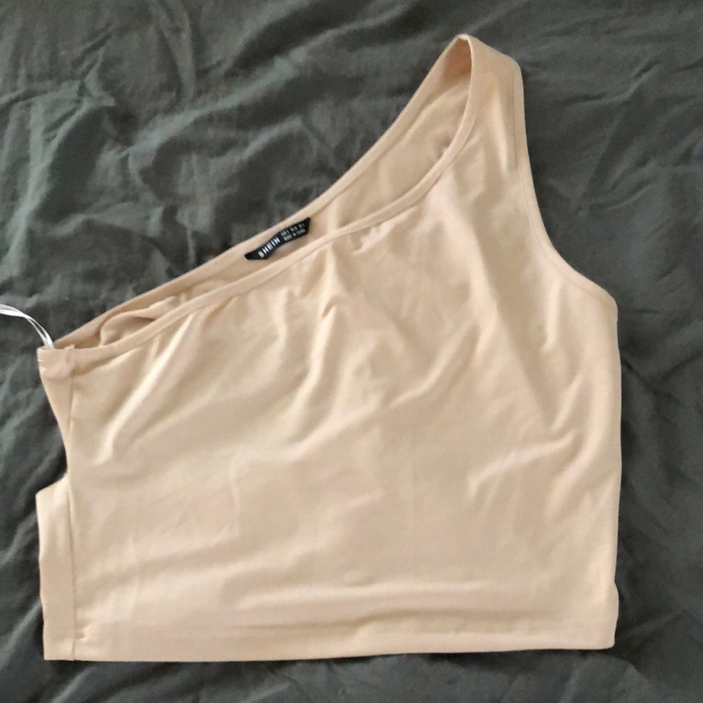 Shein cream one shoulder SHEIN crop top